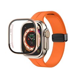 Apple Watch Ultra için 49mm Boyut 2 Iwatch Marine Strap Smart Watch Spor Saat Kablosuz Şarj Kutusu Koruyucu Akıllı İzleme Kapak Kılıfı