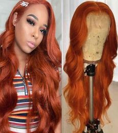 Ishow Brazilian Body Wave Human Hair Wig in Orange, Ginger, Blue, Red, Pink, 99j Color Remy Pre Plucked Lace Front Wig for Women Gir3602982