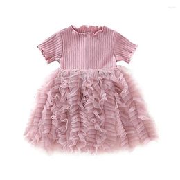 Girl Dresses Baby Girls Dress 2023 Summer Fashion Sweet Solid Color Short Sleeved A-line Princess Skirt For Kids