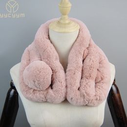 Winter Women Real Rex Rabbit Fur Scarf Natural Warm Rex Rabbit Mufflr Russia Lady 100% Genuine Real Rex Rabbit Fur Ring Scarves 231226