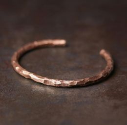 Solid Copper Hand Hammered Metal Bracelet Rustic Forged Do old Punk Cuff Bangle Viking Handmade jewelry Unisex Gift for her him Y22154509