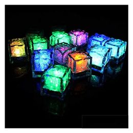 Party Decoration Polychrome Flash Ice Liquid Sensor Glowing Cube Submersible Lights Decor Light Up Bar Club Wedding Party Cup Champagn Ot1H2