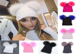 Poms Winter Hat for Pom Women Fur Ball Cap 2 Girl 039s Wool Hat Knitted Cotton Beanies Cap Brand New Thick Female 20201558142