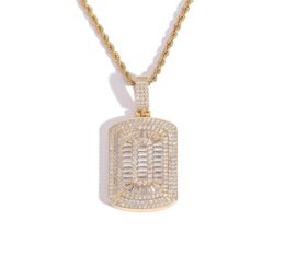 Hip Hop Ice Necklace Square Zircons Military Brand BrassInlaid Zircon Explosive Pendant Necklace2584350