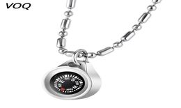 Pendant Necklaces VOQ Outdoor Survival Rescue Compass Stainless Steel Bead Chains Long Necklace For Men And Women Adventure Travel9979913