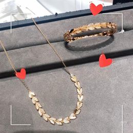 necklace bracelet leaf diamond fashion Jewellery jewlery designer 18k gold necklace Women Men couple fashion layered necklace Weddin342F