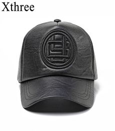 xthree fall winter leather baseball cap faux leather winter hat snap back hat for men casual cap hat fashion high quality 2201154272414