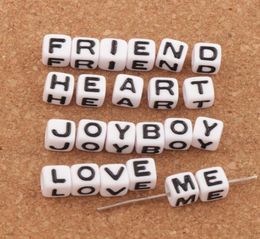 White Cube 26 Alphabet Letter Acrylic Spacer Loose Beads 1000pcslot 7x7mm Jewellery L30282295157