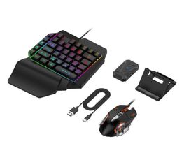 Epacket F6 Keyboard Mouse Combos onehanded luminous gaming keyboard Mice eat chicken keyboards connect mobile phone throne269S3609975
