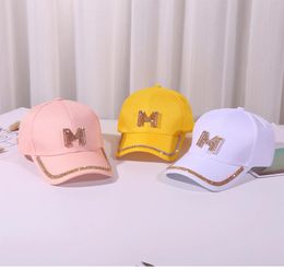 New 4colors Letter MD Rhinestone Women Baseball Cap Female Solid Outdoor Adjustable Embroidered Hiphop Hats Summer Sunhat 2010138968883