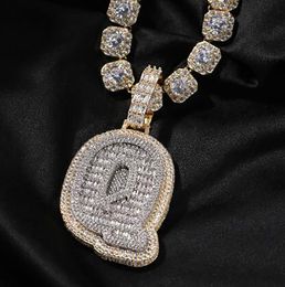 Iced Out Bling A-Z English Baguette Letter Pendant Necklace Hip hop with 3mm 24inch Rope Chain Fashion Hiphop Jewelry