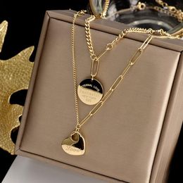 Heart Smile Coin Pendant Necklace Flat bottom solid love for women Gold Colour Jewellery Gifts227m