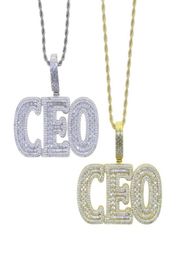 Chains 2021 Hip Hop Iced Out Bling Cubic Zirconia CZ Big Heavy CEO Letter Pendant Necklaces For Men Boy Fashion Punk Party Jewelry7146609