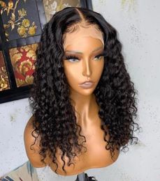 Lace Wigs 26InchPreplucked Glueless Soft 180 Density Deep Part Kinky Curly Long Black Synthetic Hair Front For Women Babyhair936144553732