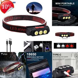 New Headlamps Powerful COB LED Headlamp Mini Headlight Type-C USB Rechargeable Head Lamp Waterproof Head Light for Camping Hiking Fishing