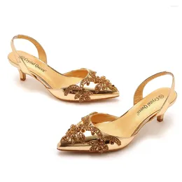 Sandals Plus Size Stiletto Heel Pointed Toe Korean Style Fashion Classic Vintage High Heels Womens Gold Wedding Shoes