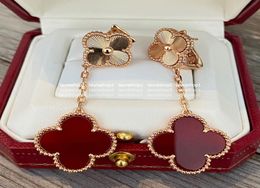 Lucky Fourleaf Clover dangle Earrings Korean Style Net Red Long Tassel Elegant Women2696573