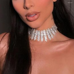 Choker Trendy Rhinestone Shape Necklace Women Fashion Collar Chunky Crystal Chokers Maxi Statement Jewellery