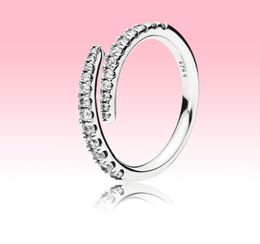 NEW Lines of Sparkle Ring CZ diamond Open Rings Women Jewelry for P 925 Sterling Silver Wedding RING set with Original box4310259