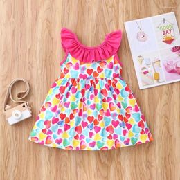 Girl Dresses Kids For Girls Baby Dress Colourful Print Ruffles Sleeveless Fashion Clothes Summer 0-18M