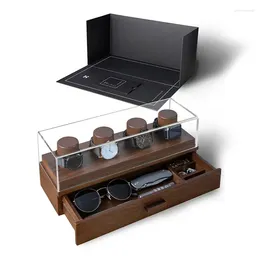 Watch Boxes Walnut Wood Storage Portable Sunglasses Display Shelf Box Multifunctional Jewelry Watches Organizer Accessories