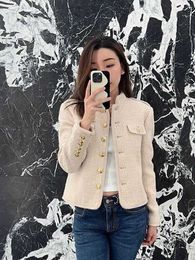 Women's Jackets Designer Brand 2023 New French Celebrity Small Fragrant Coat Thick Tweed Standing Neck Slim Fit Style Top Trendy TDQN