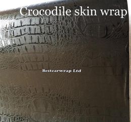 Stickers Black Crocodile Skin Vinyl Wrap with Air release Croco wrap Car Wrapping Film For Car styling Cover sticker Free Shipping size 1.5