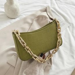 Bags 2022 Fashion Chain Shoulder Bag Luxury Handbags And Purses Designer Armpit Bags For Women Solid Stone Pattern Lady Hand Bag