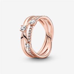 100% 925 Sterling Silver Sparkling Triple Band Ring For Women Wedding Rings Fashion Jewelry264f