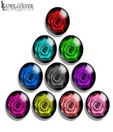 10mm 12mm 14mm 16mm 20mm 25mm 30mm 580 Rose Flower Round Glass Cabochon Jewelry Finding Fit 18mm Snap Button Charm Bracelet Neckla8222376