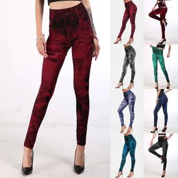Women's Leggings 2024 Sexy Astic Imitation Jeans Women Stretch High Waist Pants Fitness Slim Push Up For Summer Breeches