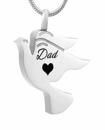 Kasdf8712 Stainless Steel Dad Dove Pendant Necklace Pet Memorial Urn Keepsake Cremation Jewelrynecklace to hold cremated ashes6114019