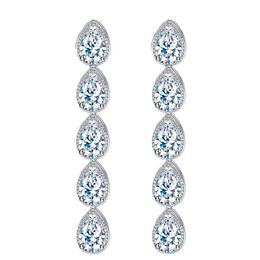 Luxury jewelry Long Dangle Water Drop earring designer for woman White AAA Cubic Zirconia Earrings Copper 18k Gold Diamond Earring291m