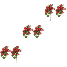 Decorative Flowers Simulated Strawberry Desktop Decors Plastic Branch Party Props Dining Table Decorations