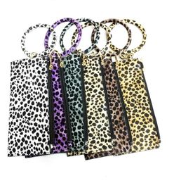 Leopard Clutch Bag Keyrings Keychains Charm Holder Wristlet Bracelet Bangle Car Key Chain Rings for Women Girls Lady Fashion Wrist5120458