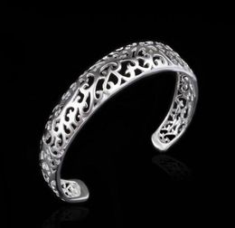 factory 925 Sterling Silver plated fashion jewelry charm hollow bangle bracelet Girl Madam 10pcslot6463360