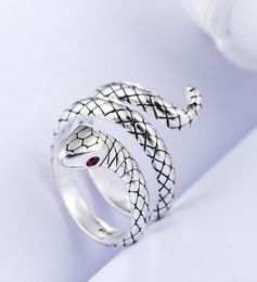 100 925 Sterling Silver Trendy Snake Animal Lady Finger Rings Original Jewellery For Women Open Party Ring Girls Students Gift4362124