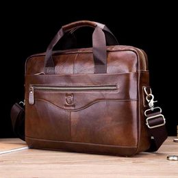 Briefcases HBP BULLCAPTAIN Men's Genuine Shoulder Messenger Handbags Men Leather Business Laptop Briefcase Travel Bags 102422199c