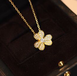 Luxurious quality V metal no fade no change color flower with diamond women punk necklace wedding jewelry gift PS34401016730