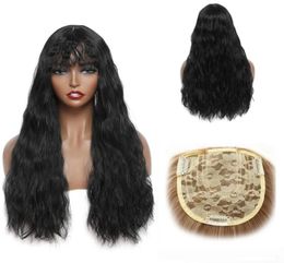 Synthetic Wigs Beiyufei Hair Hairpieces With Bangs Water Wave Topper India Brown High Temperature Fiber3485877