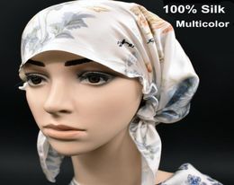 New 100 Silk Night Cap Soft Sleeping Cap Night Wrap Head Cover for Hair Care Elastic Band7954177