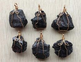 Pendant Necklaces Natural Black Tourmaline Stone Fashion Irregular Pendants For Jewellery Accessories Making Wholesale 6pcs/lotPendant5875874