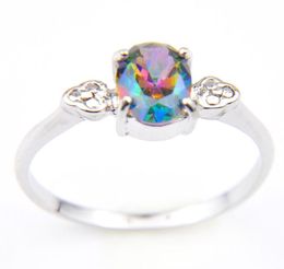 Luckyshine 6 Pcs Lot Oval Colored Natural Mystic Topaz Gems Ring 925 Sterling Silver Wedding Family Friend Holiday Gift Rings Love8334701