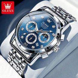 OLEVS Luxury Watch for Men Original High Quality Man Quartz Wristwatches Waterproof Moon Phase Design Men's Watches Reloj Hombre 231225