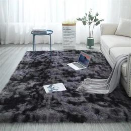 Carpets Rectangle Carpet With Long Pile Tie Dyeing Gradient Fluffy Rug Modern Grey Bedroom Mat 140x200 Nodic Table Fuzzy Coffee Style CM1