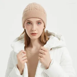 Berets Women Autumn And Winter Thickened Twist Versatile Simple Sheep Wool Knitted Hat