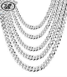 WK 100 925 Sterling Silver Mens Silver Chain Necklace Men Hip Hop Rapper Curb Cuban Link Chain Male 4MM 5MM 6MM 20 22 26" NM0056954525