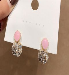925 silver needle heartshaped pink stud earrings simple earrings sweet earrings5107930