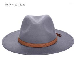 Wide Brim Hats 2021 Autumn Winter Sun Hat Women Men Fedora Classical Felt Floppy Cloche Cap Chapeau Imitation Wool Cap17729223