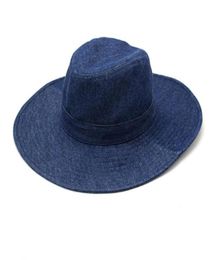 Wide Brim Hats Cotton Demin Fedoras Jean Unisex Hat Large Summer Outdoor8697635